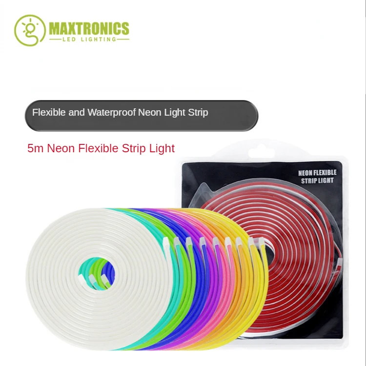 Гибкая неоновая полоса, 5 м/комплект, 6*12 мм, 12 В постоянного тока, силиконовый материал/модифицированная резина, Водонепроницаемая IP67, моделирующая Светодиодная лампа