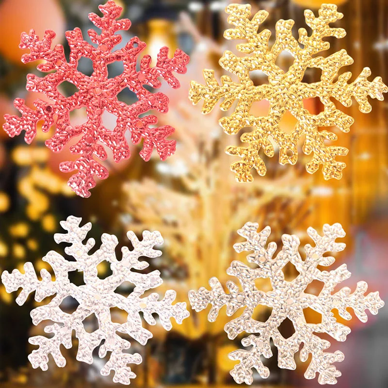 

6PCS/lot 10cm Colorful Christmas Decorations Snowflake Xmas Tree Hanging Ornaments Holiday Party Supplies