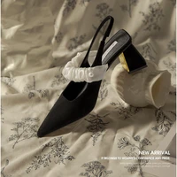 womens chunky heel sandals 2022 white floral summer high heel slingback elegant mid heel chunky heel wedding bridal shoes