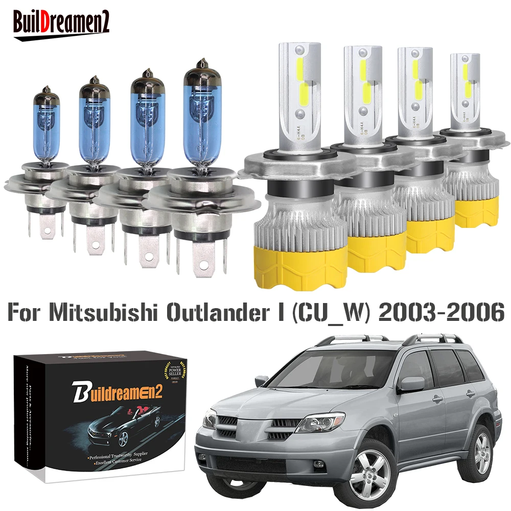 

4 X Headlight Hi/Lo Beam Car Front LED Halogen Head Light Bulb Low High Beam 12V For Mitsubishi Outlander I (CU_W) 2003-2006