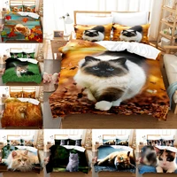 3d printed bedding set pet cats home decor polyester animals bedclothes cute duvet cover sets