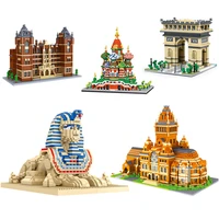 world attraction louvre empire state building city street view model building blocks diy egyptian sphinx model ornament toy gift