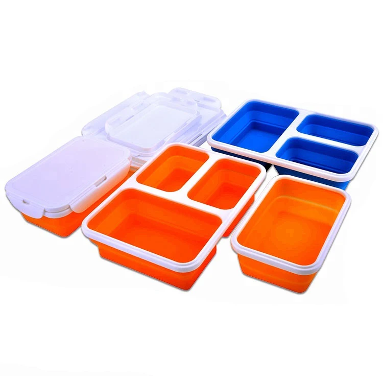 

Silicone Collapsible Kids Bento Lunchbox With PP Plastic Lid