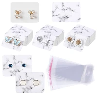 50pcs paper earring display cards with self seal bags stud eearring holder for diy handmade jewelry price tags packing cards