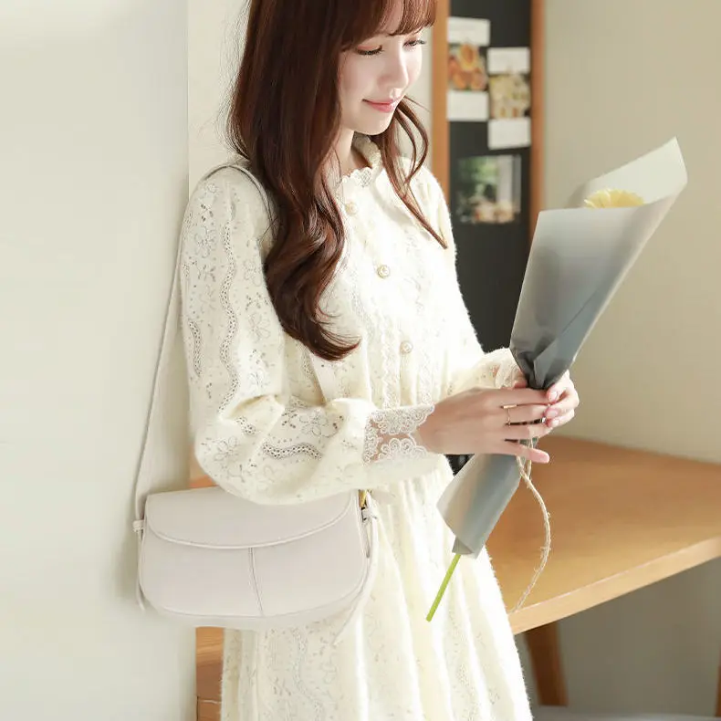 

White Dress Women 2022 New Hit A-line Knee-length V-neck Long Sleeve Retro Lace Dress Elegant Women Summer Dresses Casual