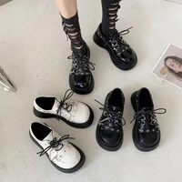2022 new retro rivets chains chunky platform oxford shoes for women patent leather school girl ladies goth lolita shoes
