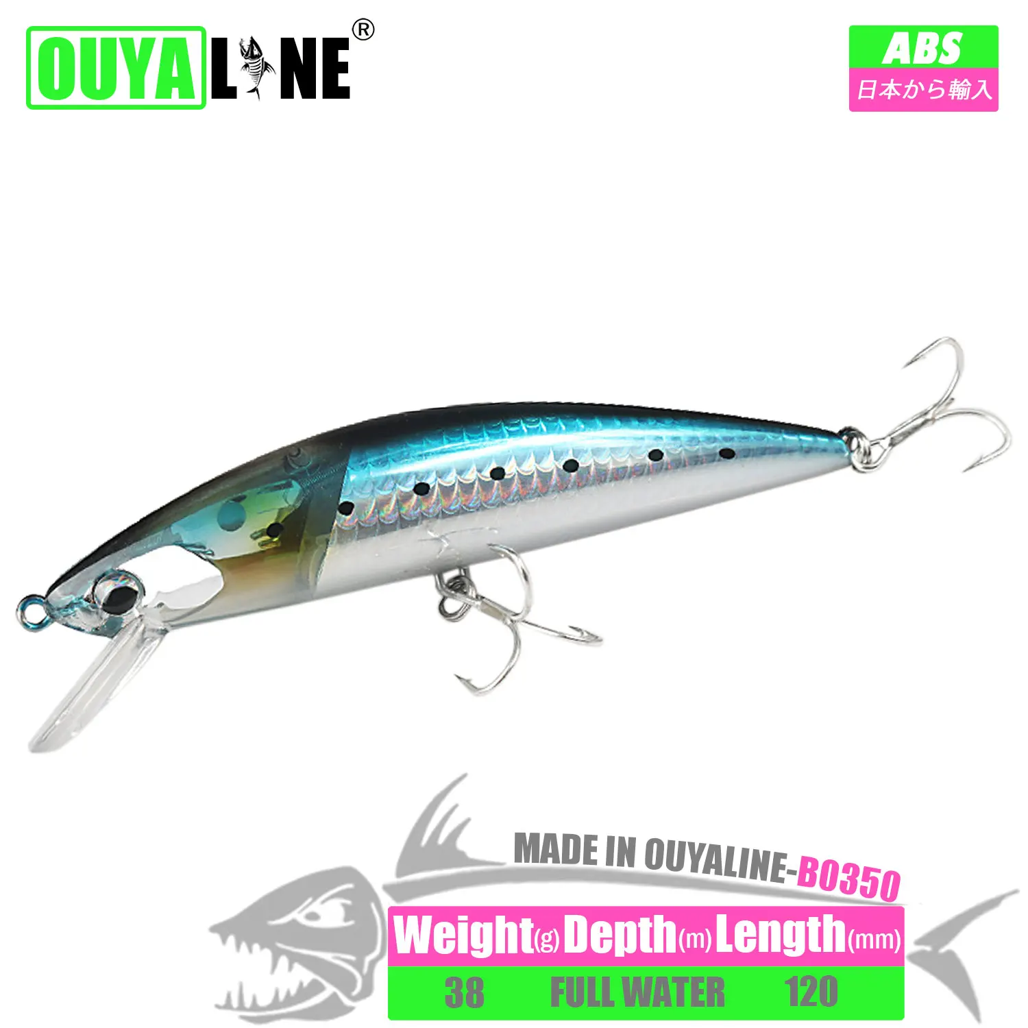 

Flash Blade Sinking Minnow Fishing Lure 38g 120mm Isca Artificial Trolling Hard Bait Peche En Mer For Seabass Fish Tackle Leurre