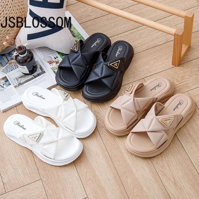 

Женские шлепанцы на платформе, сандалии на высоком каблуке, женская повседневная обувь из ПВХ и резины, модные удобные тапочки для женщин, ...