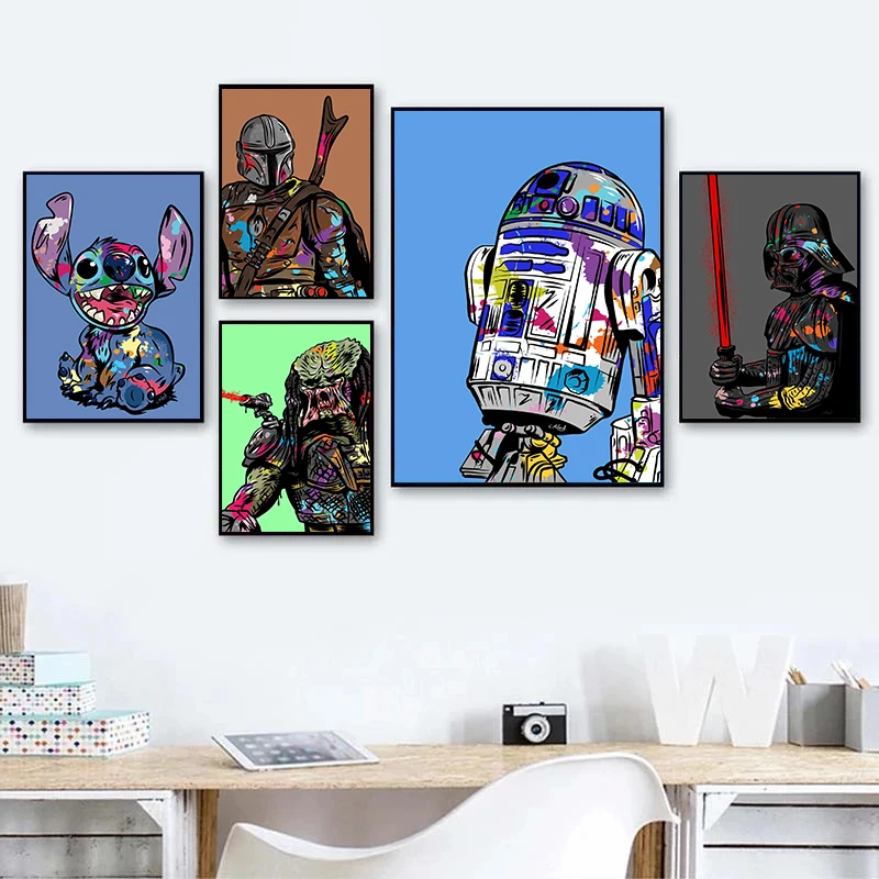 

Disney Movie Canvas Paintings on the Wall Art Stitch Posters and Prints Star Wars Predator Pictures Home Decoration Cuadros