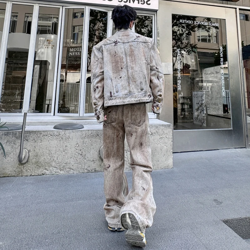 LUZHEN 2024 осенние комплекты джинсовых курток с каракулями прямые джинсы из двух