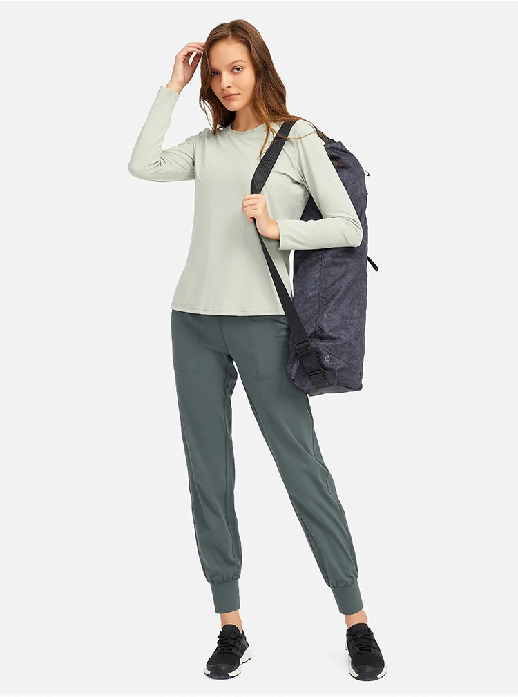 LuluWomen's Long Sleeve Top Gym Shirt Womens Clothing Crop Top Breathable Outdoor Jogging Workout Blouses Sportswear T-shirt