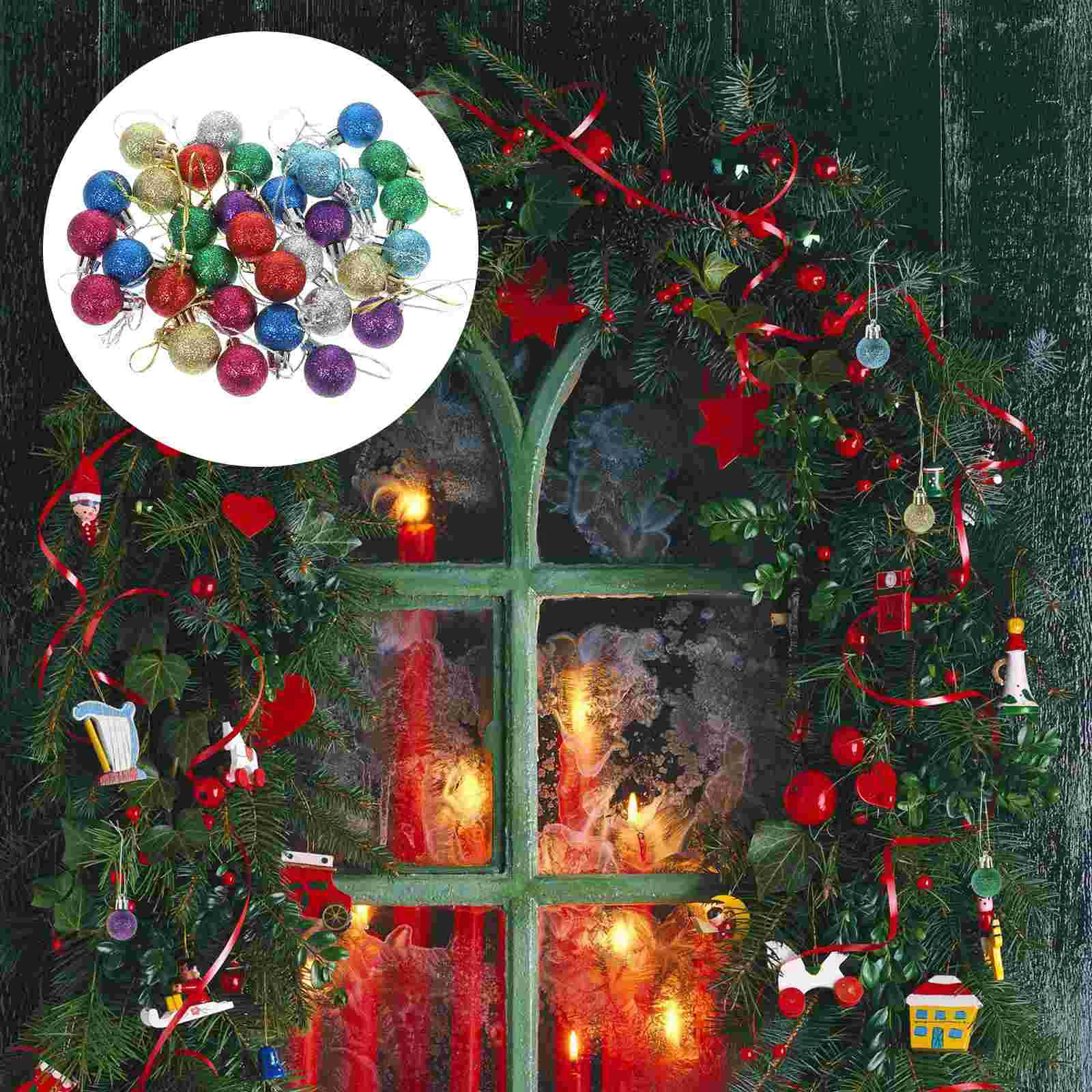 

80pcs Christmas Mini Glitter Balls Multi-color Xmas Hanging Ball Tree Ornaments