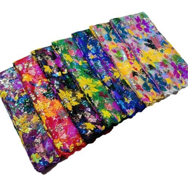 

Африканская кружевная ткань с блестками 2022, Высококачественная нигерийская французская Тюлевая кружевная ткань, сетка с блестками для сва...