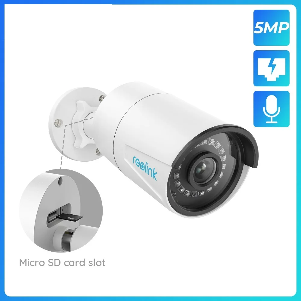 

2022 NEW Reolink outdoor ip camera 5MP PoE waterproof Infrared night vision SD card slot Onvif bullet home video surveillance