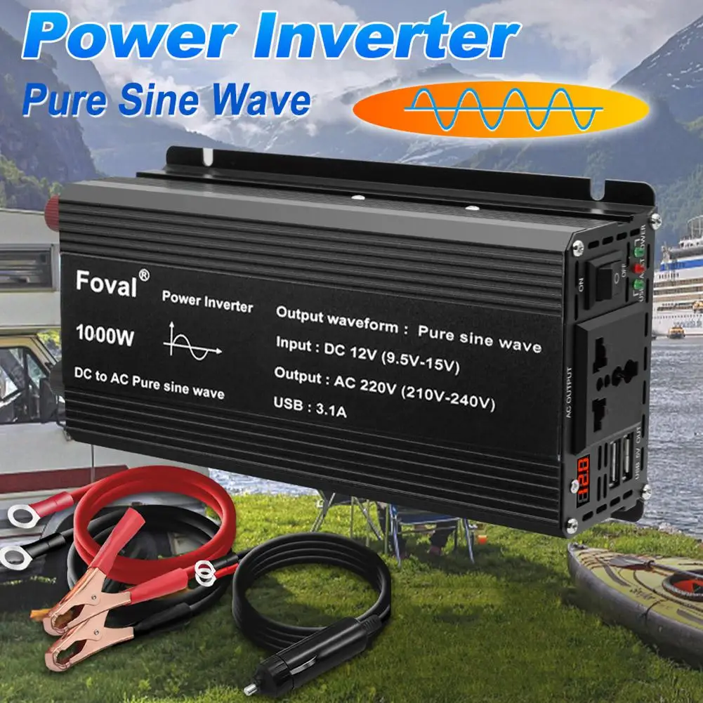 

Pure Sine Wave Car Inverter Инвертор Power Converter Car Adapter Charger Inverter Power Digital Display 1000W Power F4S9
