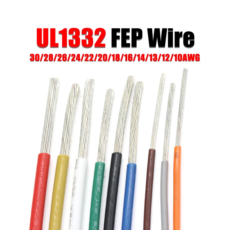 1 метр UL1332 PTFE провод 30/28/26/24/22/20/18/16/14/13/12/10 AWG FEP изолированный высокотемпературный