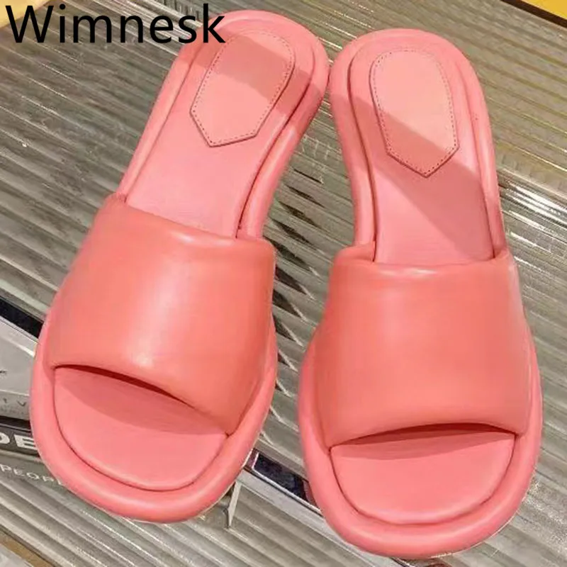 

Summer New Round Toe Women Slippers Peep Toe Candy Colors Runway Outdoor Fashion Concise Female Slip On Causal Slippers Women