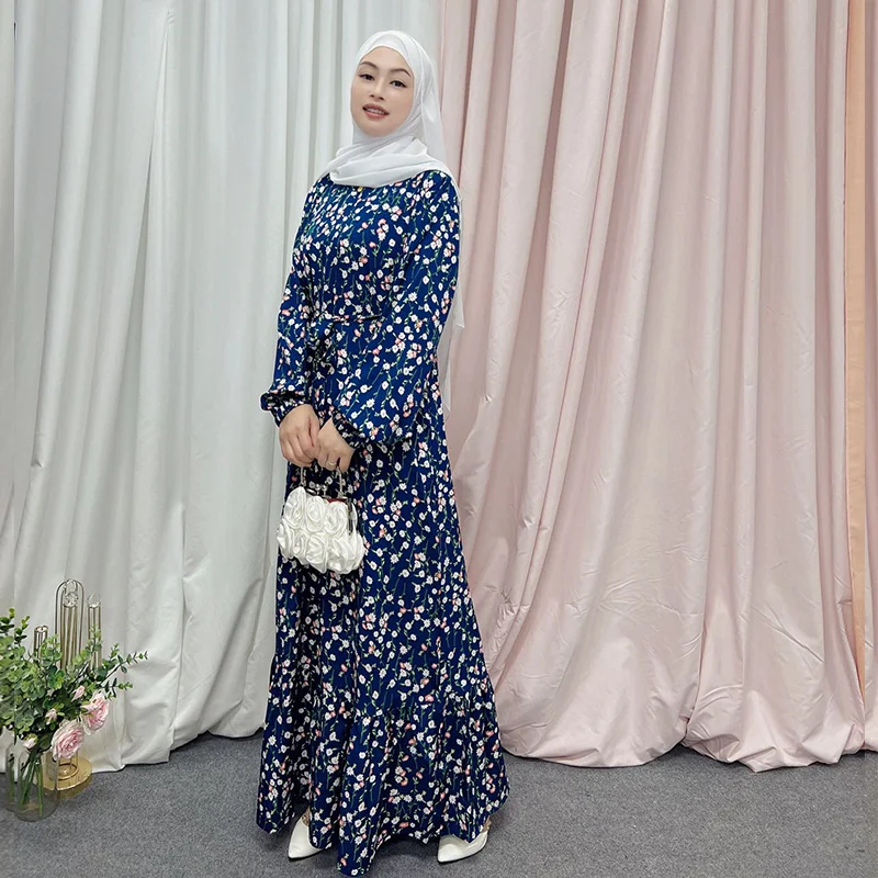 Muslim Dress Middle East Printed Ankle-length Long Dresses Abayas for Women Dubai Vistido Largo De Mujer Musulmana Turkey