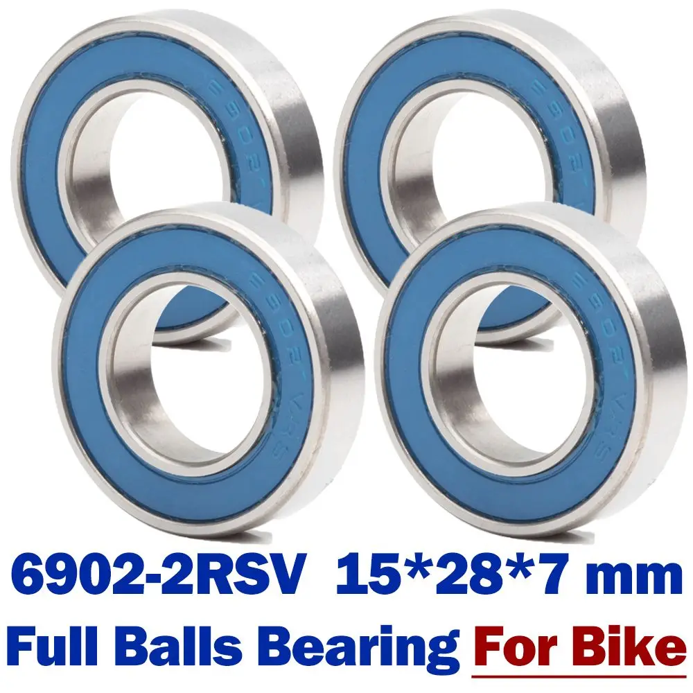 

4 PCS 6902 VRS MAX Bearings 15*28*7mm Bike Pivot Blue Sealed with Grease 6902LLU Cart Full Balls Bearing