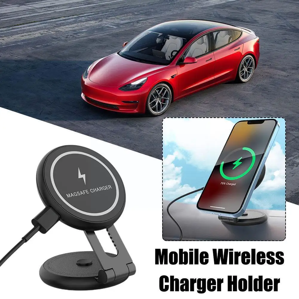 

Магнитный автомобильный держатель для телефона Tesla Model Y 3, беспроводное зарядное устройство с возможностью вращения на 360 градусов, подставка для IPhone U6G7