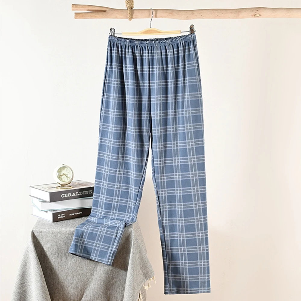 Autumn Fashion Plaid Pajama Pants Sport Casual Elastic Waist Men's Pajamas for Men 4XL Solid Loose Soft Long Pants Pijama Hombre