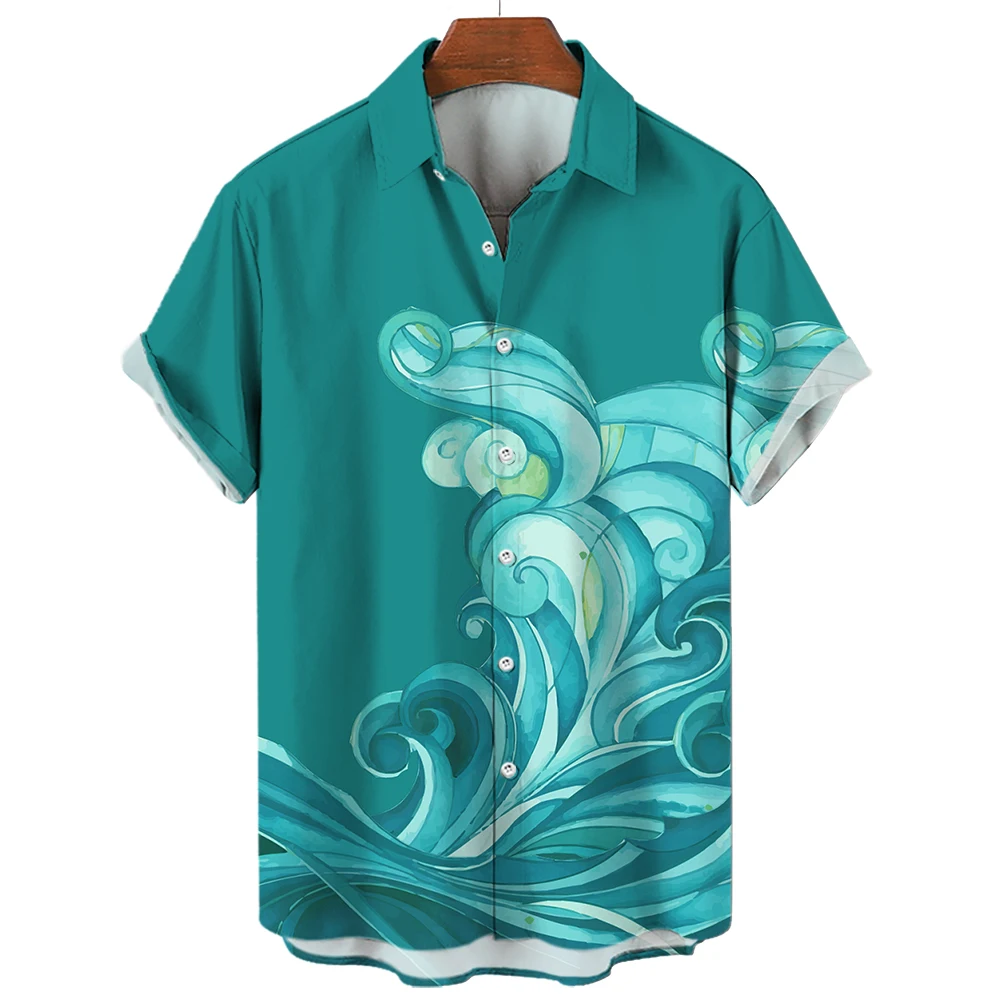 Men's shirt 3D printed Hawaiian shirt casual fashion summer oversized short sleeved lapel loose top