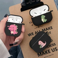fashion catoon cute couples dinosaur soft silicone tpu case for airpods pro 1 2 3 black wireless bluetooth earphone box cover