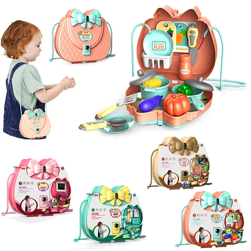 

4 вида стилей, ролевые игры, сумка на плечо, игрушки для мальчиков и девочек, детские симуляторы, еда, макияж, доктор, кухня, пластиковые игрушки, игровой набор