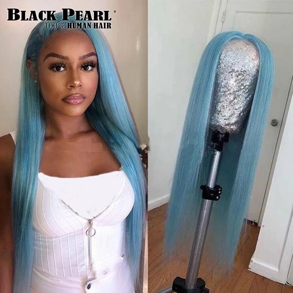 

Blue Wigs For Women Human Hair Pre Plucked Brazilian Straight Lace Front Wig 4*4 Straight Closure Wig Blonde Bob Closure Wig