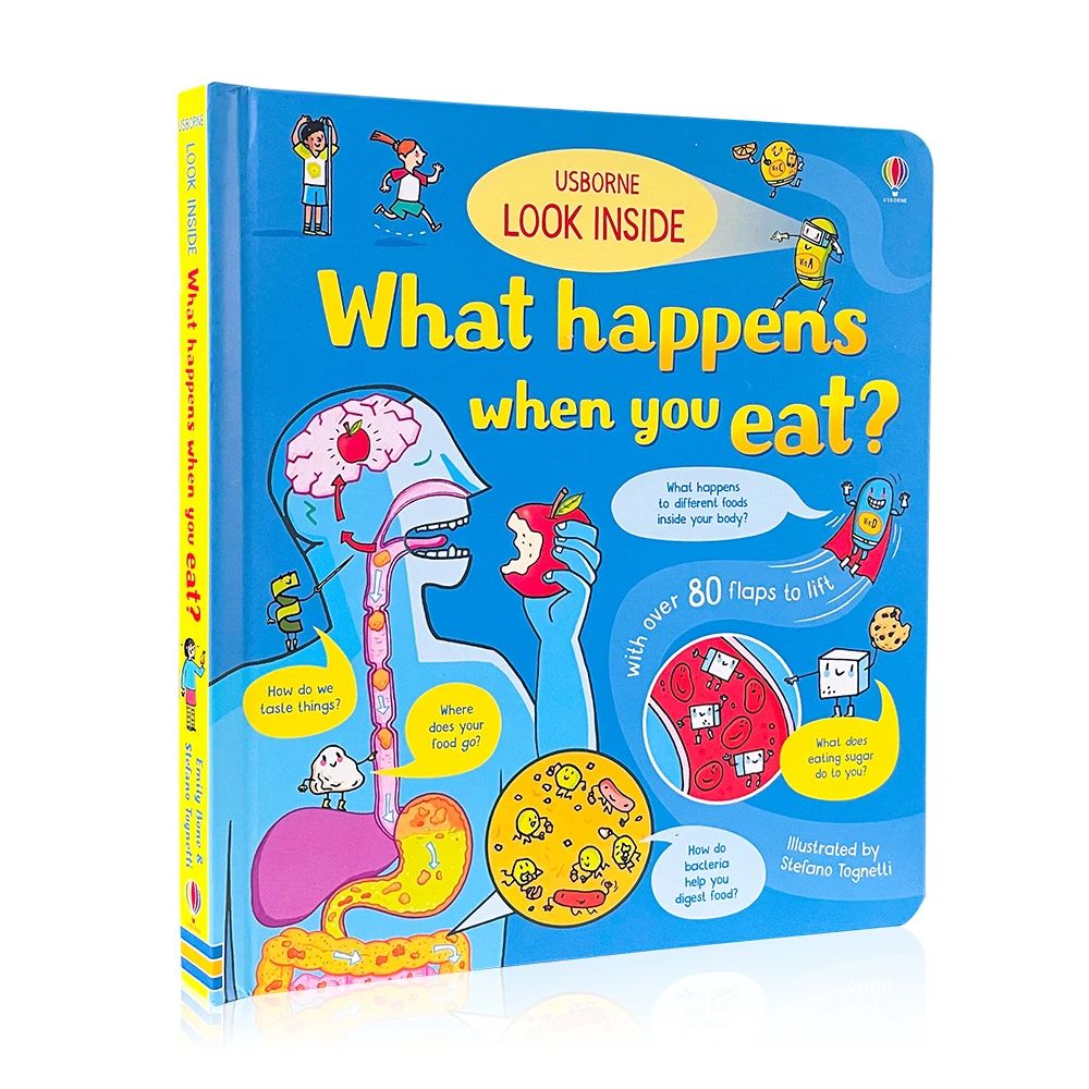 

Usborne Look Inside What Happens When You Eat In English 3D Flap Picture Books Children Kids Reading Book for 3-6 Years Old