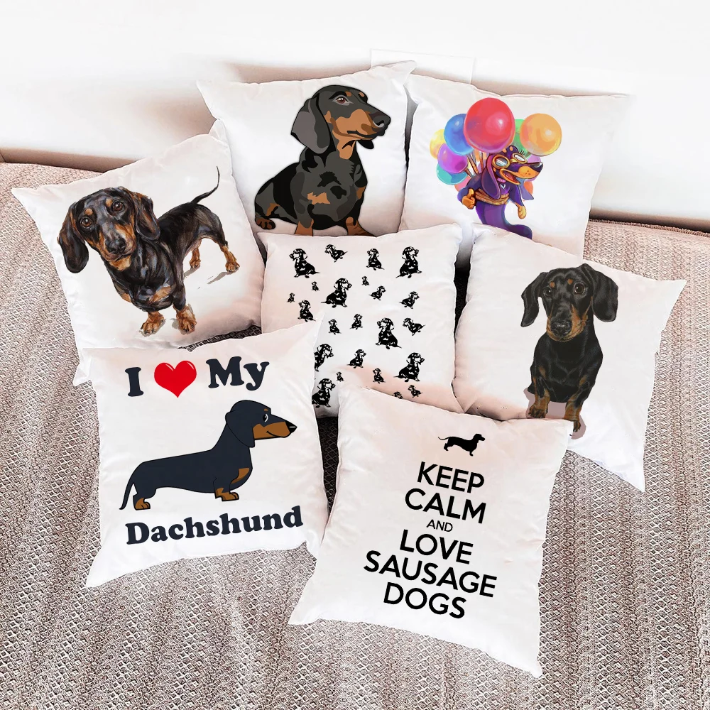 

Fashion Colorful Dog Printed Cushion Cover Home Dachshund Decorative Sofa Coffee Car Chair Throw Pillow Case Almofada Cojines