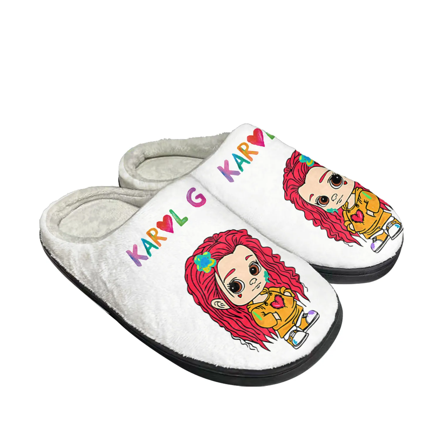 Karol G Singer Printed Home Cotton Custom Slippers Mens Womens Sandals Plush Bedroom Casual Keep Warm Shoe Thermal Slipper Black