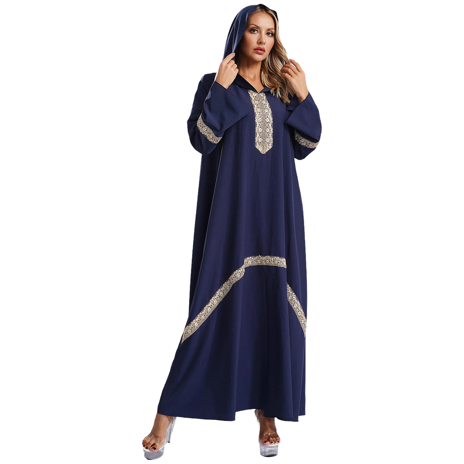 Женское мистическое мусульманское платье Абая с капюшоном и длинным рукавом