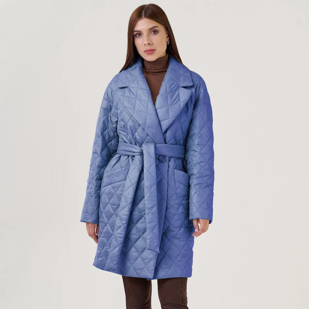 Winter Rhombus Long Parkas Women 2022 Thick Warm Coat Lace Up Turn Down Collar Padded Jacket Female Casual High Quality Outwear