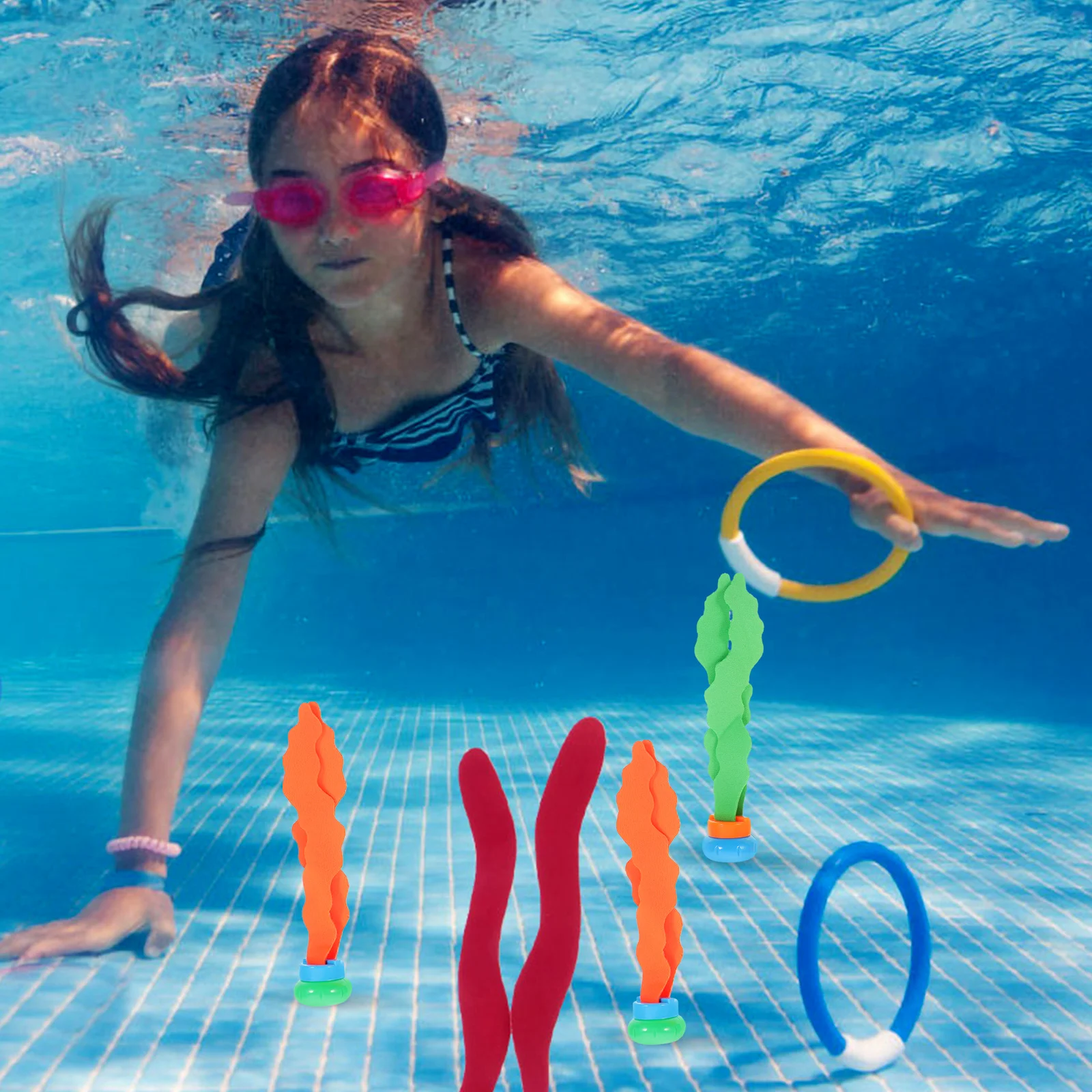 6 шт. детский бассейн водная игра игрушка подводное кольцо из морских водорослей