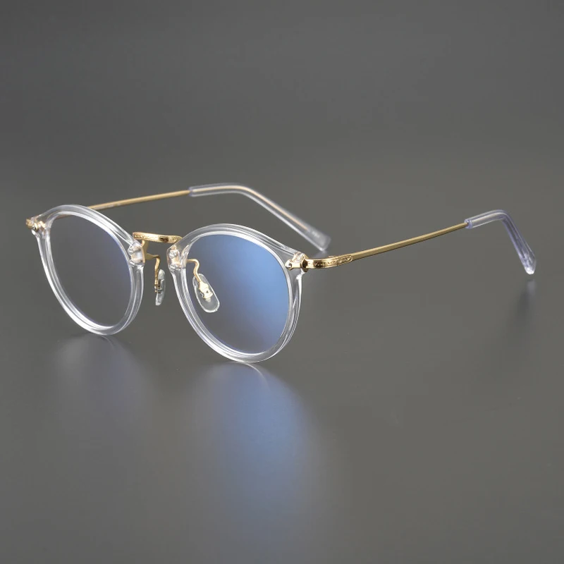 

Очки в круглой титановой оправе для мужчин и женщин, брендовые дизайнерские ретро очки ручной работы в прозрачной ацетатной оправе, оптичес...