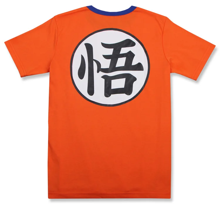 Мужская футболка в стиле аниме хлопковая оранжевая Goku Dragonball футболки с короткими