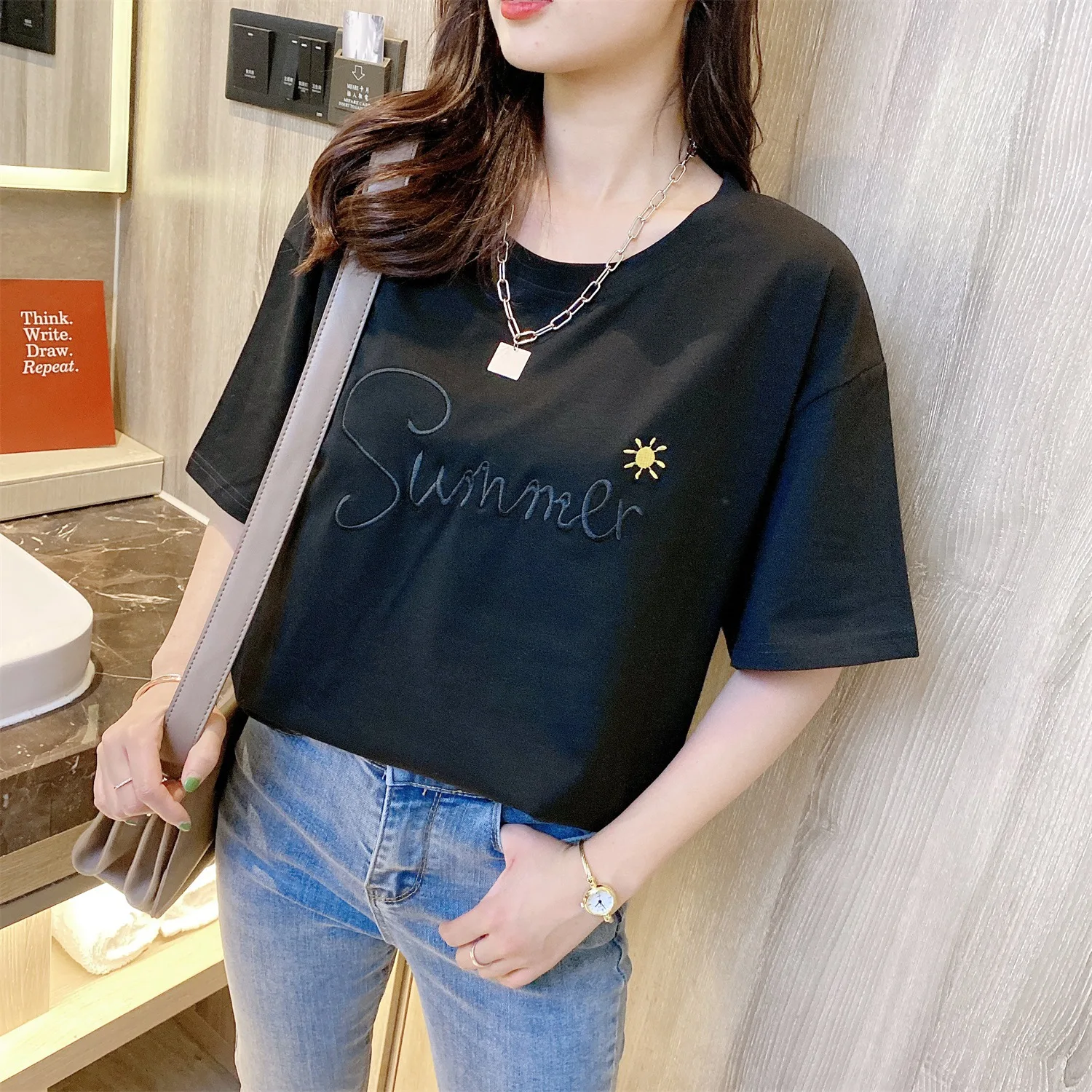 

Новая женская футболка из чистого хлопка, женская футболка с коротким рукавом для женщин, тонкие топы, женские футболки, рубашка