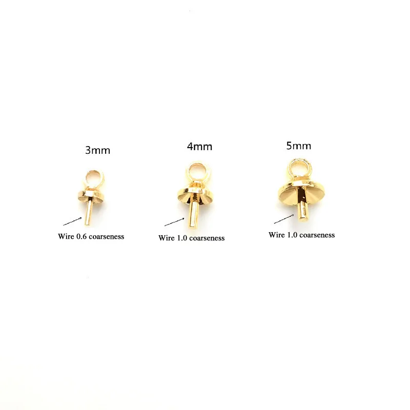 100pcs/Lot 3mm 4mm 5mm Metal Jewelry Eye Pin Pearl Charm Connector Beads End Caps Clasps For DIY Handmade Making Accessories