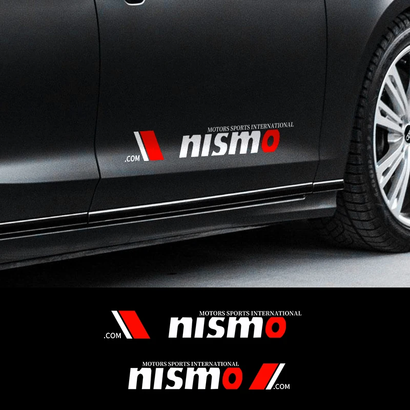 2 шт. наклеек на боковые двери автомобиля стиль эмблемы декали для Nissan Nismo Tiida Teana Horizon Juke X-trail Almera Qashqai товары на.