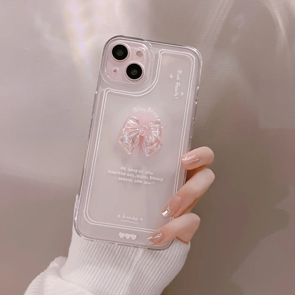 Фото 3D-прозрачный розовый чехол для телефона с бантом и блестками для Xiaomi 17 Pro Max 15 Ultra 15T Pro 14T 13 Mi 11 Lite 5G №2