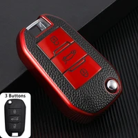 leather car remote key case cover shell fob for peugeot 208 2008 308 3008 408 508 107 301 citroen c4 cactus c5 ds4 ds5