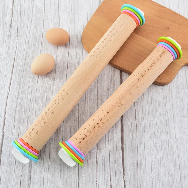 

Pressing With Stick Scale Pin Stick Kitchen Beech Flour Gadgets Rolling Adjustable Tool Kneading Wood