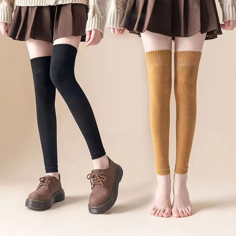 Cotton Thermal Over The Knee Stockings Women Warm Thick Leggings Bota Inverno Feminina Leg Warmers Peludo Winter Socks Aesthetic