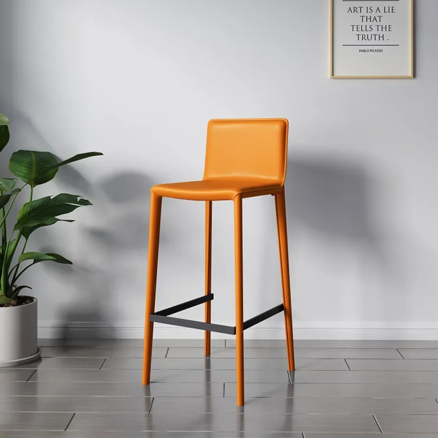 

Short Back Bar Chairs High Modern Orange Salon Office Kitchen Barbershop Dining Room Stool Backrest Chaise Longue Bar Furniture