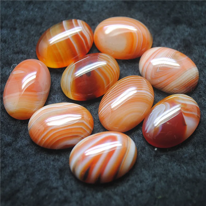 

10PCS Nature Carnelian Cabochons Red Agate With Strips 18X25MM Oval Shape No Hole DIY Jewelry Findings Free Shippings Best One
