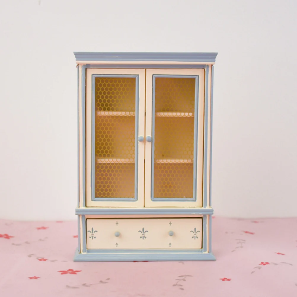 

Dollhouse Bookshelf Cabinet Model Furniture Storage Box Wooden Desktop Ornament