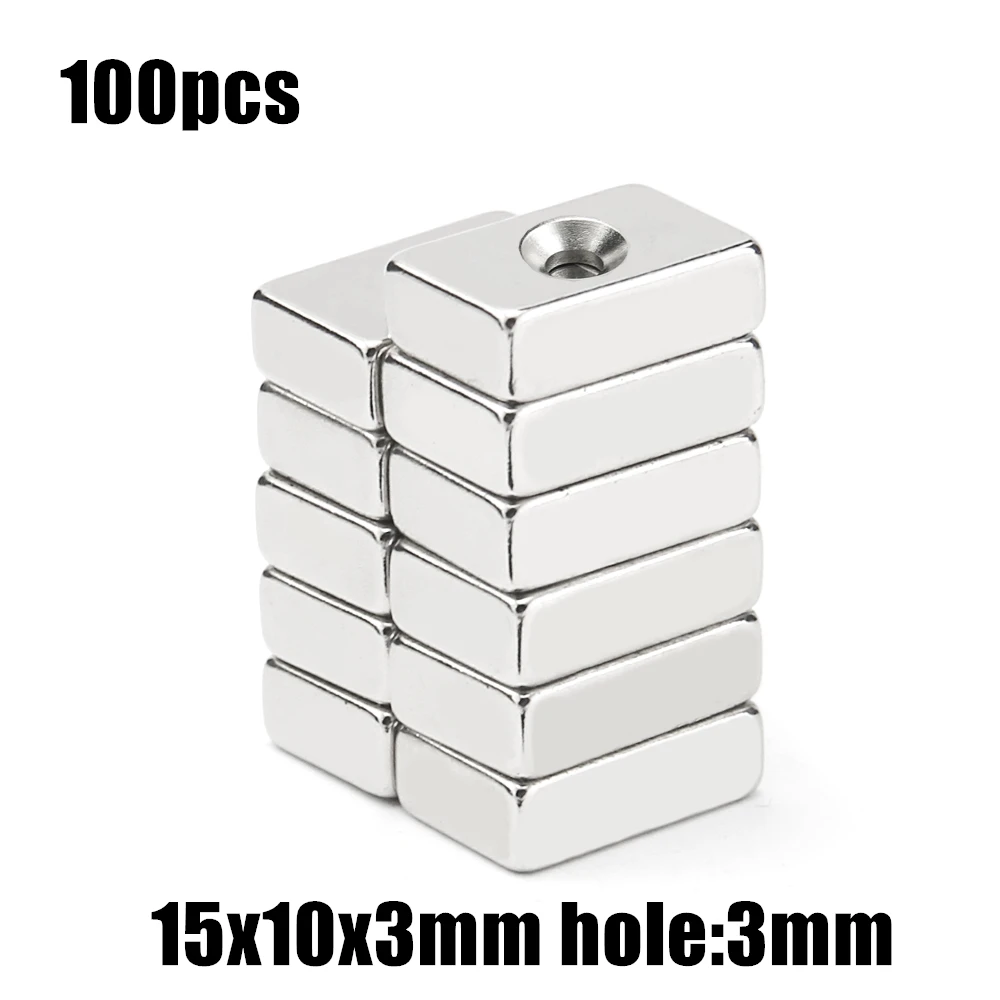 

Неодимовый магнит NdFeB N35, 15x10x3 мм, отверстие: 3 мм, блок, супермощный постоянный магнит, 100 шт.