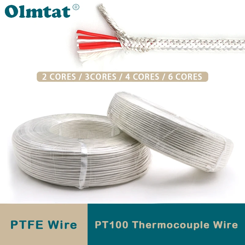 1/5 м PT100 прозрачный провод термопары из ПТФЭ 2 3 4 6 сердечников посеребренный