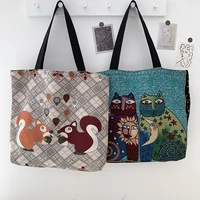 kawaii owl elephant animal trend printed canvas shopper bag shopper women fashion shopper shoulder bag